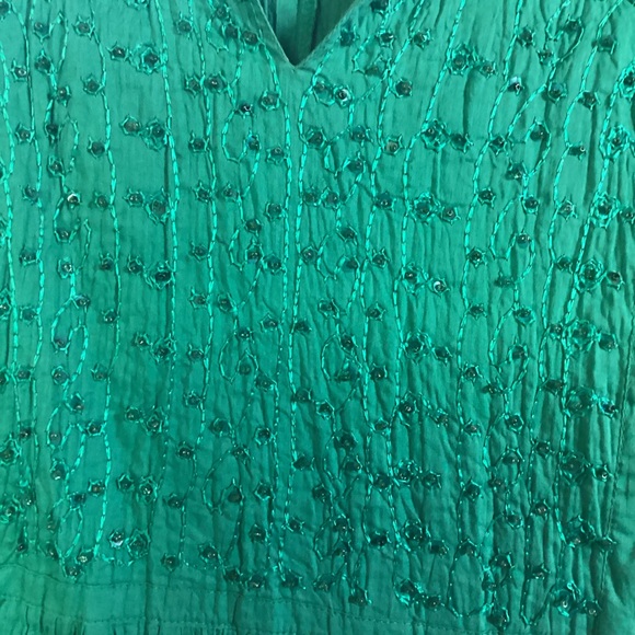 Greater Good Crepe Blouse with embroidery and sequins in beautiful green - Picture 3 of 4